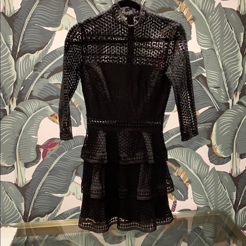 Pretty Little Thing black eyelet lace dress